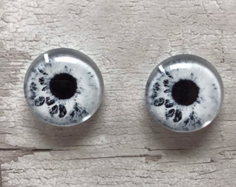 Black and white glass eye cabochons in sizes 6mm to 20mm dragon eyes cat iris (368)
