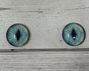 Blue glass eye cabochons in sizes 8mm to 40mm cat eyes dragon iris animal eyes (646)