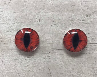 Red glass eye cabochons in sizes 6mm to 40mm animal eyes dragon eyes fantasy (163)