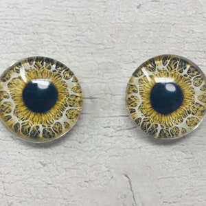 Gelbe Glasaugencabochons in den Größen 6 mm bis 40 mm menschliche Augen Monster iris Frosch Schlange Boa Fantasiewesen Tieraugen (070)