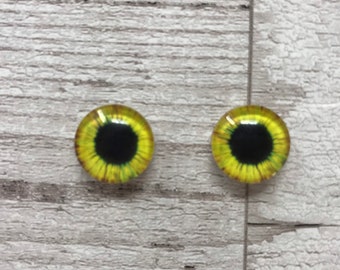 Yellow glass eye cabochons in sizes 8mm to 40mm owl eyes bird eyes human iris (134)