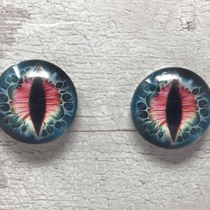 Paire de cabochons oeil de verre bleus et rouges de 6 mm à 40 mm yeux de dragon serpent chat iris reptile (041)