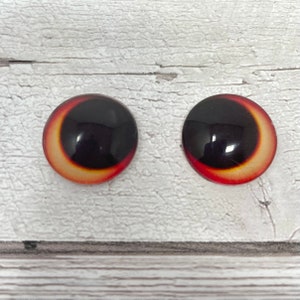 Cabochões de olhos de vidro laranja em tamanhos de 8 mm a 20 mm olhos de animais olhos de dragão pupilas grandes fantasia (468)