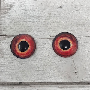 Red Glass eye cabochons in sizes 6mm to 20mm dragon eyes fish reptile lizard iris (399)