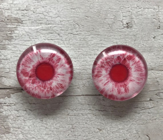 Pair of 20mm Pink and Blue Steampunk Glass Eyes Cabochons Set Pair of 20mm Pink and Blue Steampunk Glass Eyes Cabochons Set