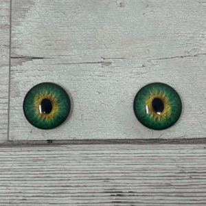 Green glass eye cabochons in sizes 8mm to 40mm cat eyes dragon iris animal eyes (653)