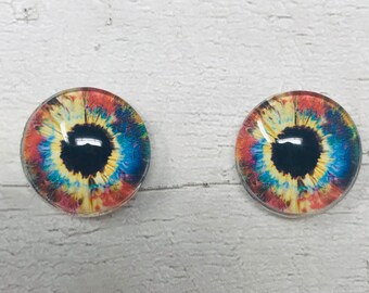 Red, blue and yellow Glass eye cabochons in sizes 6mm to 40mm human eyes zombie iris fairy fantasy creature animal eyes (076)