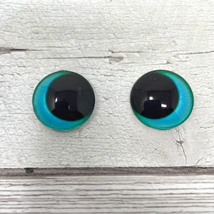 Cabochões de olhos de vidro azul/verde em tamanhos de 8 mm a 20 mm olhos de animais olhos de dragão pupilas grandes fantasia (471)