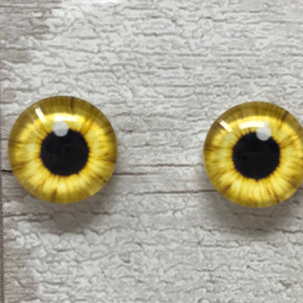 Gelbe Glasaugen Cabochons in den Größen 8mm bis 40mm Eulenaugen, Irispupille, Fledermausaugen (125)