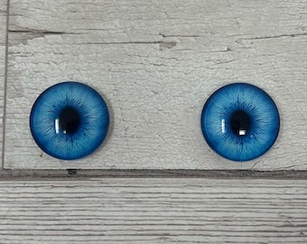Blue glass eye cabochons in sizes 8mm to 40mm cat eyes dragon iris animal eyes (654)