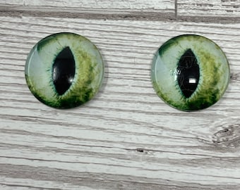 Cabujones de cristal verde con forma de ojo de gato, de 8 mm a 40 mm, con iris de dragón y ojos de animal (478)