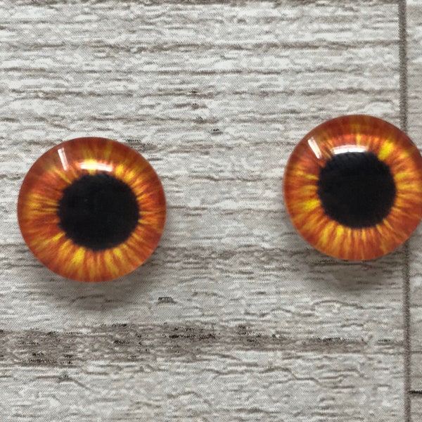 Orange glass eye cabochons in sizes 8mm to 40mm animal eyes human iris (133)