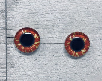Cabochons en verre rouge et jaune de 8 mm à 40 mm yeux d'animal iris humain (144)