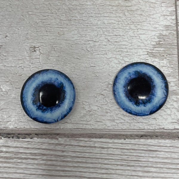 Blue Glass eye cabochons in sizes 6mm to 40mm dragon eyes dog  wolf iris (489)