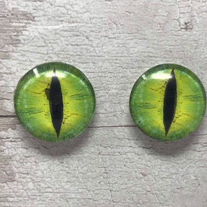 Groene cabochons met glazen oog in de maten 6 tot 40 mm palen drakenogen kat iris (011)