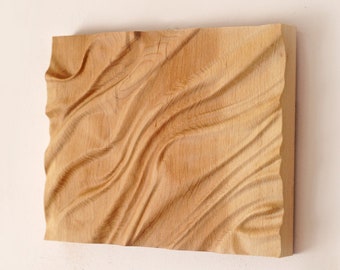 Holz Bas Relief Skulptur für Wand Dekor, moderne Holz Wand Kunst, freie Form Holz schnitzen, zeitgenössische Kunst, abstrakte Wandkunst