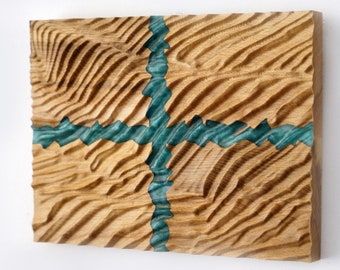Escultura de cruz de rеsin en bajorrelieve de madera para decoración de paredes, arte moderno de paredes de madera, talla de madera de forma libre, arte contemporáneo, cruz epoxi