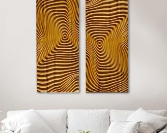 Large Radial Wave Sculpture from Reclaimed Wood Wall Decor