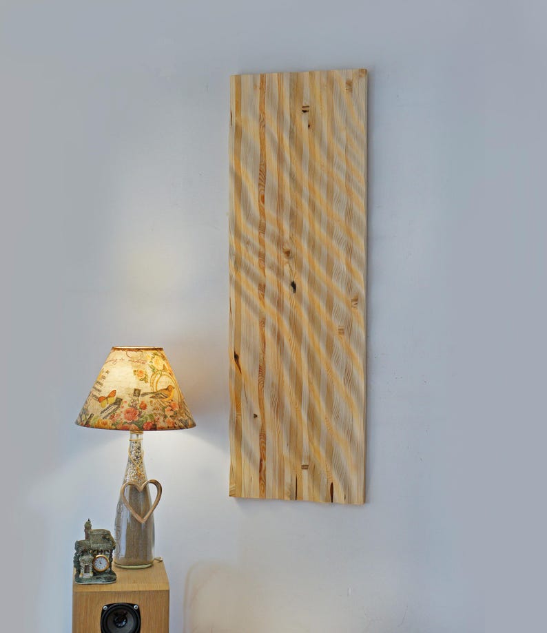 Reclaimed Pallet Wood Wave Art: Rustic Wall Decor (12x35 in) image 10