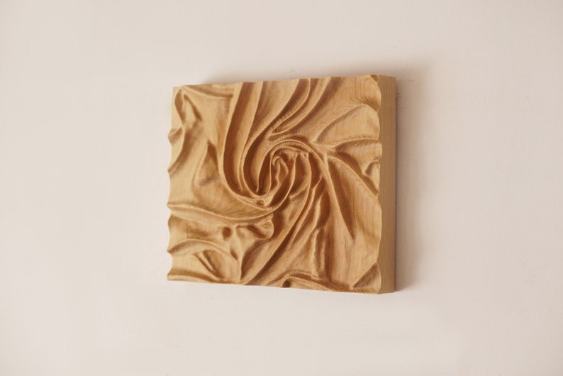 Décor en bois pour tenture murale, art mural en bois moderne, sculpture sur bois de forme libre, art contemporain, art mural abstrait, sculpture en bas-relief image 1