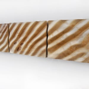 Beech Wood Wave Relief Sculpture Set: Modern Abstract Wall Art