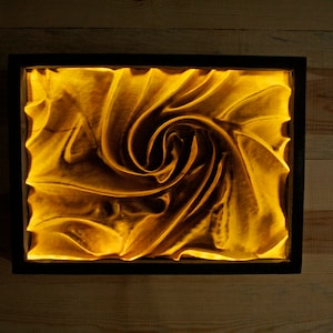 Wooden wall lamp Glowing LED wall decor,ambient light living room wooden sculpture,wood lamp,sustainable modern lighting,Lighted Canvas art