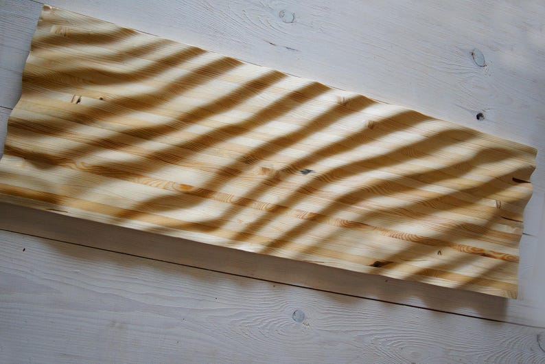 Reclaimed Pallet Wood Wave Art: Rustic Wall Decor (12x35 in) image 12