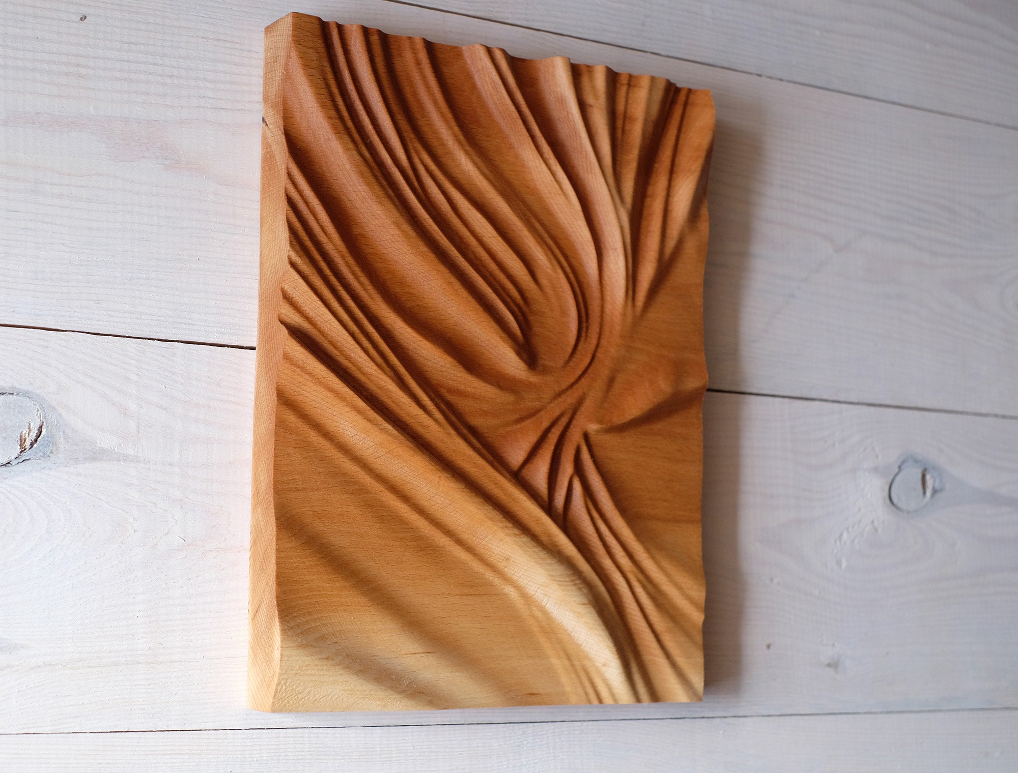 Modern Wall Art, Wood Grain Wavy Shapes Home Decor, Wood Sculpture, Contemporary Art, Wall