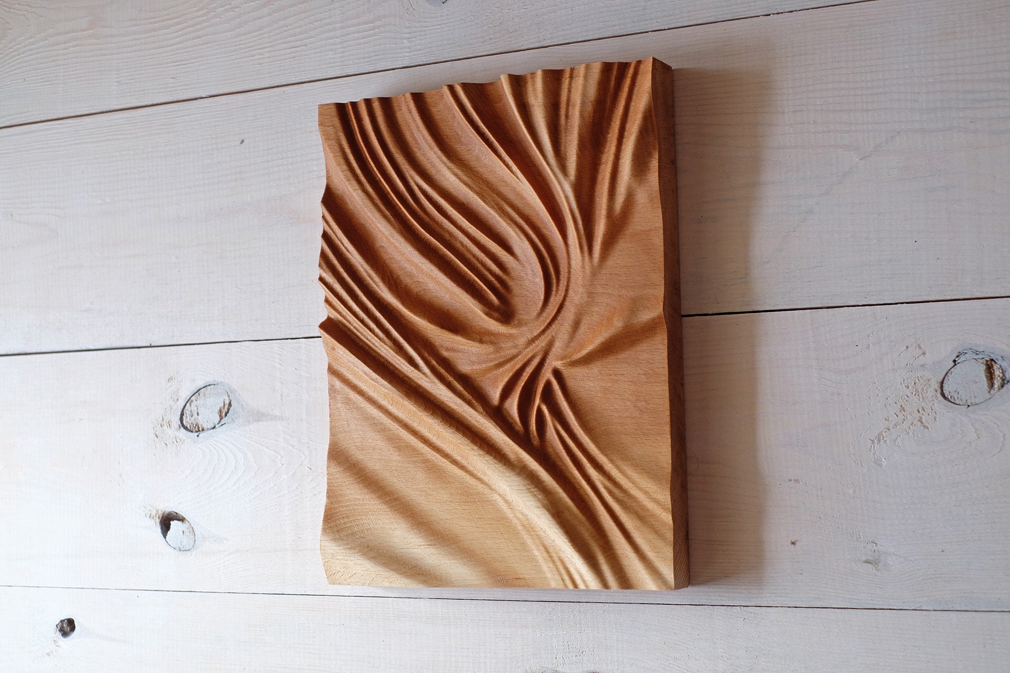 Modern Wall Art, Wood Grain Wavy Shapes Home Decor, Wood Sculpture, Contemporary Art, Wall