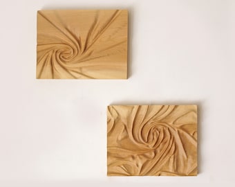 Set of two modern design decor panels , Carved wood panels set with contemporary design for living room or bed room decoration