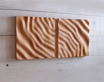 Set of two wall art textured wall panels, Scandinavian style home decor, small space decor, wood grain, 3d wall panel, environmental art