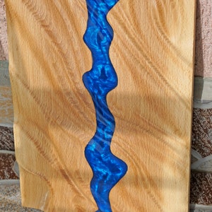 Blauer Fluss Holz Bas Relief Skulptur für Wand Dekor, moderne Holz Wand Kunst, freie Form Holzschnitzerei, Epoxy Fluss, Epoxy Kunst Bild 8