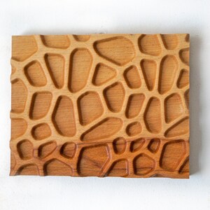 Wooden relief Giraffe pattern, abstract shapes,wall decor,modern wood wall art,free shape wood carving,contemporary art,wall art wood grain image 2