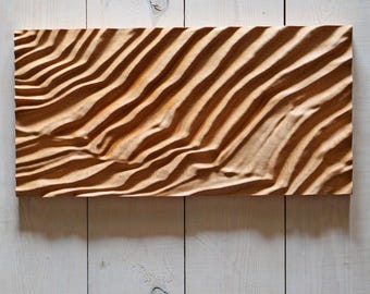 Escultura de vetas de madera: Arte mural en relieve de madera de haya