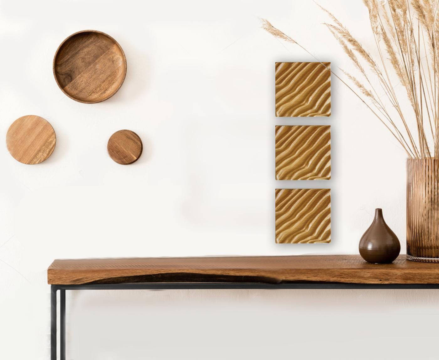 Panneau Mural Décoratif En Bois Sculpté Main – Marron, Style Art Déco – 90x30 Cm