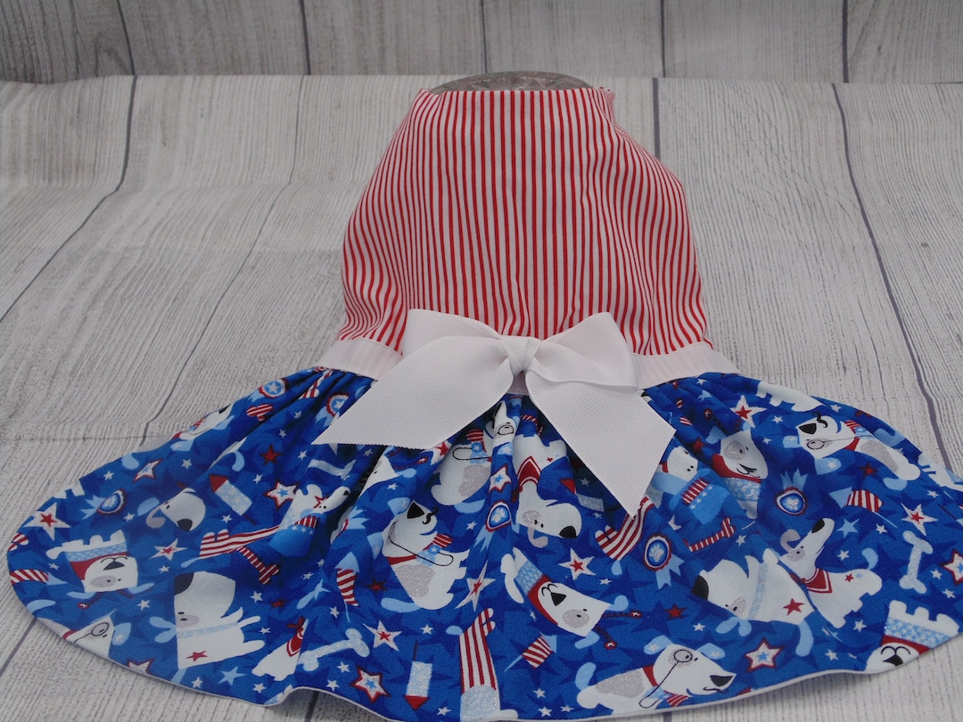 Patriotic Party Dog Pet Dress Forth of July Labor Day Red White and Blue Etsy