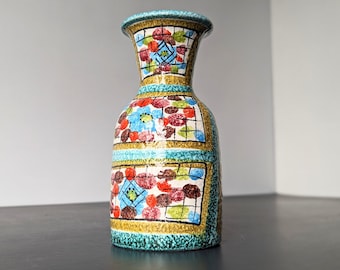 Fratelli Fanciullacci vase with beautiful colorful abstract pattern - Italian mid century pottery. Highly graphical MCM vase from Italy