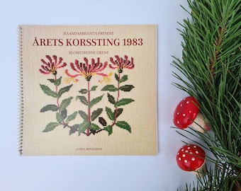 Rare 1983 - Haandarbejdets fremme - Cross stitch book/Calendar with motifs of flowering branches by Gerda Bengtsson. Danish handcraft guild