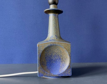 WOW! Knabstrup Atelier 60s glazed ceramic table lamp, Denmark. Plug type: European or American. Unique Danish art pottery. Funky MCM design.