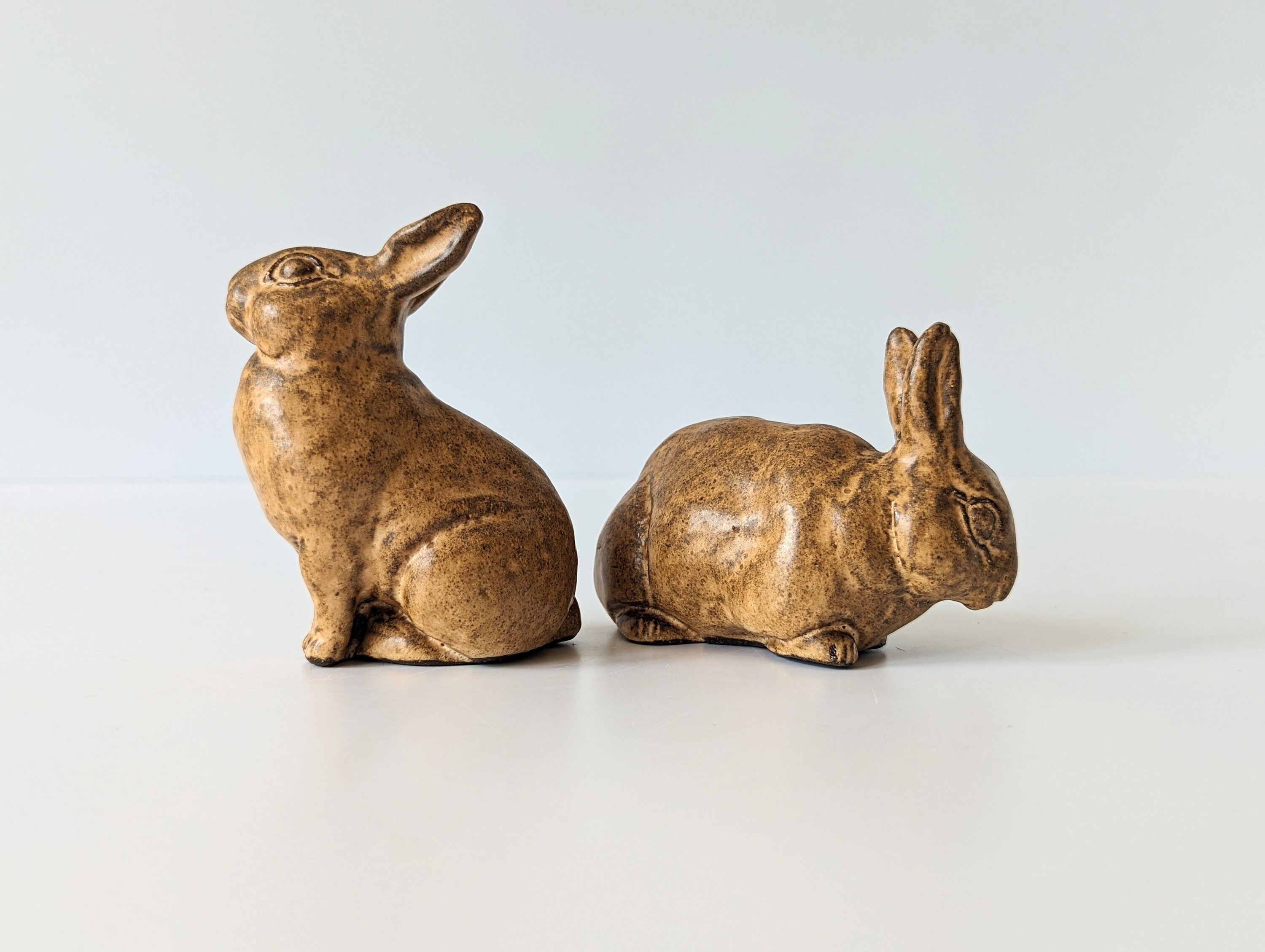 2 Rare Stoneware Rabbits by DISSING Ceramic of Denmark. 1960s Pottery ...