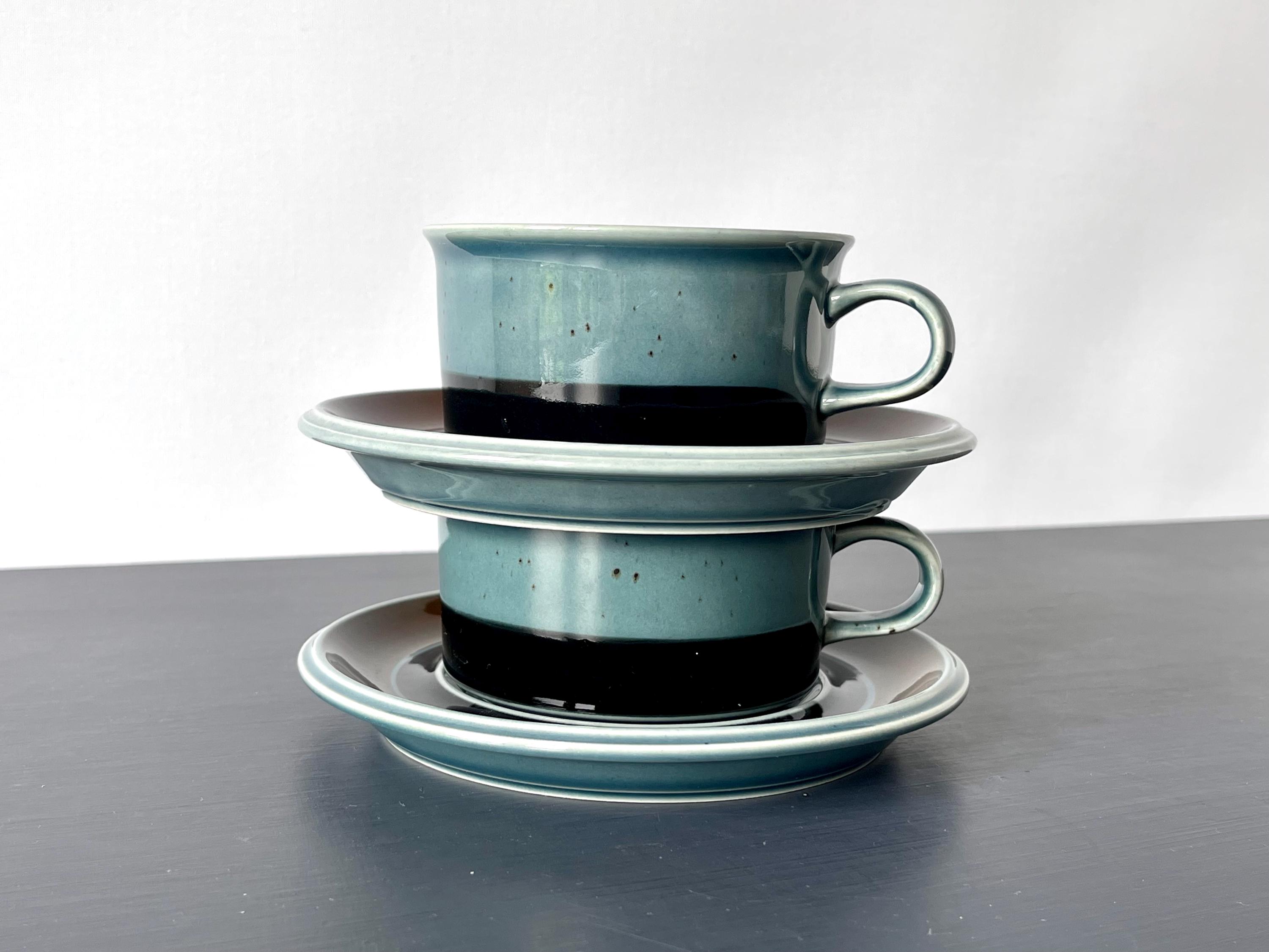 2 X MERI Duo Large Tea Cup & Saucer Arabia of Finland by 2 X MERI Duo Large Tea Cup & Saucer Arabia of Finland by