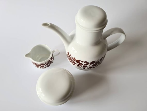 Melitta Vintage 1970s Set. Teapot & Sugar Creamer Set. Brown 