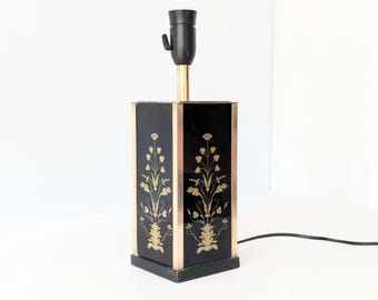 Vintage glass & brass Art Deco / Art Nouveau table lamp. Eu, Us, Uk or Aus power plug. Danish 1960-70 by Per Munk Kristensen Jugendstil MCM