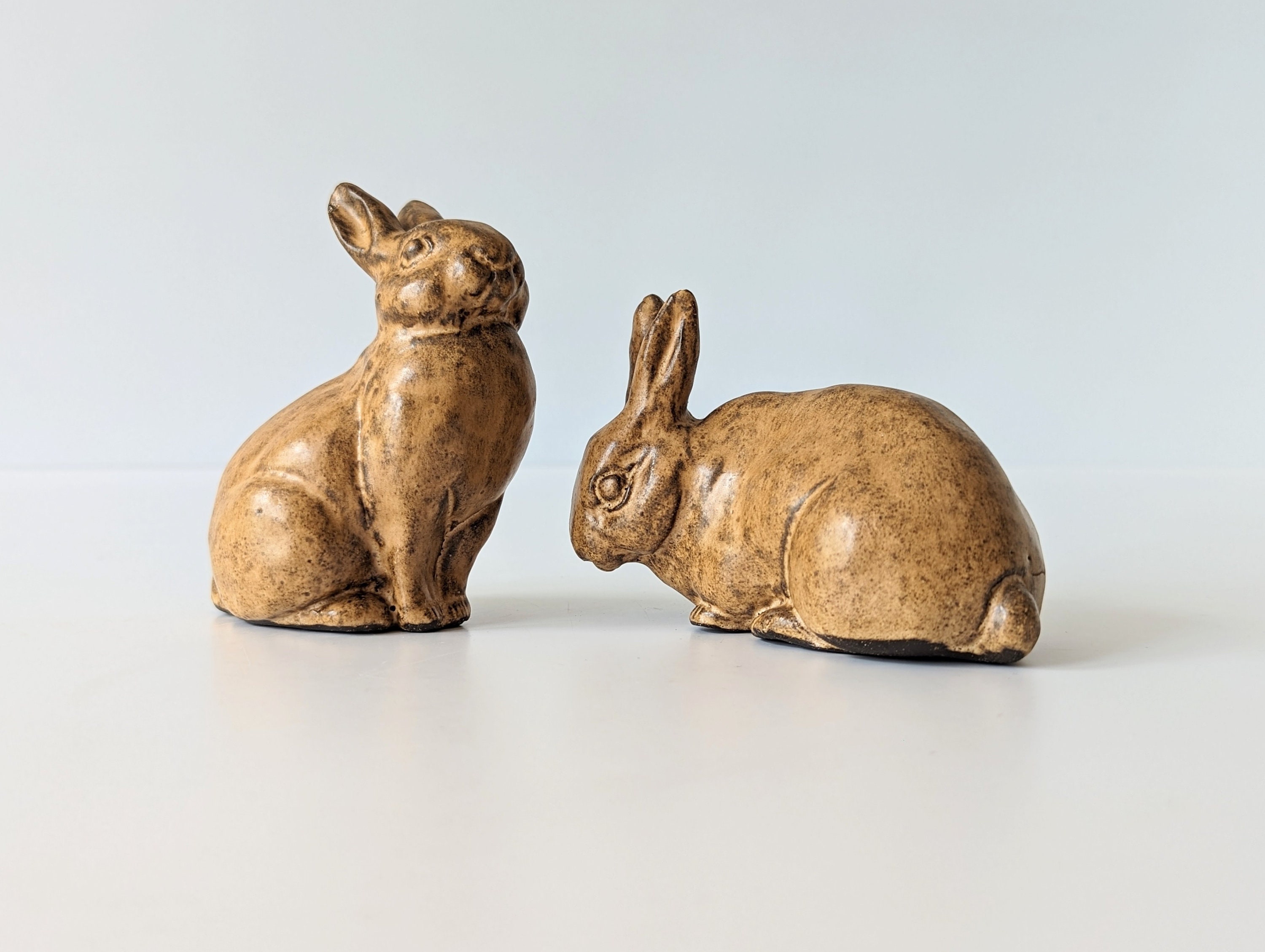 2 Rare Stoneware Rabbits by DISSING Ceramic of Denmark. 1960s Pottery ...
