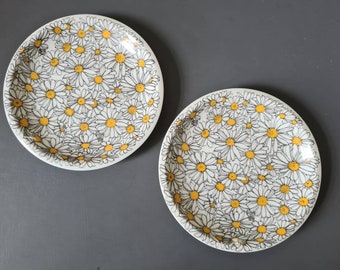 2 x lunch jaren '70 vintage borden "Margueriter" - ontwerp Marguerite Walfridson voor IKEA. Zweedse bloem. Modern Scandinavisch design