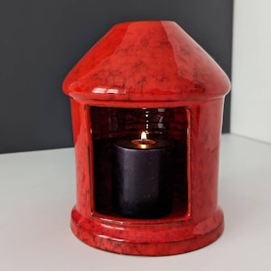Italy vintage candle holder - Large block candles - red glaze - Collectors item - vintage piece - Nuovo Rinascimento - Big Italian holder