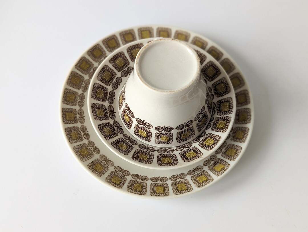 Trio Tea HELIANTHUS - Gefle, Upsala Ekeby Big Cup - Made in Sweden