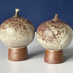 Danish Ceramic set of 2 Oil lanterns - Probably pottery by Würtz from the 50s - cosy - hygge from Denmark - handmade home decor Scandinavia