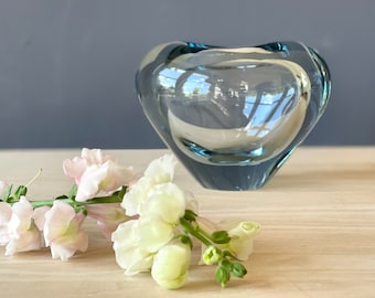1960 large PER LÜTKEN "Minuet" heart vase - Holmegaard, Denmark - 60s crystal glass from Scandinavia - High quality glass - Mid century