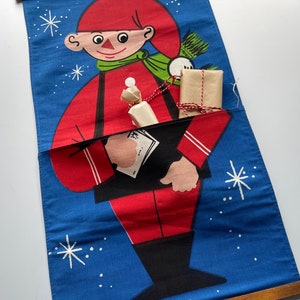 Vintage pocket wall hanging for Christmas letters or surprise gifts Printed cotton Christmas decoration Danish Gnome wall decoration. image 4